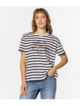Lee Cooper Lee Cooper T-Shirt LEAVES 6040 Granatowy Loose Fit