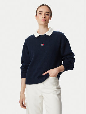 Tommy Jeans Tommy Jeans Kampsun Fluffy Badge DW0DW23831 Tumesinine Regular Fit
