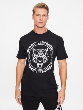 Plein Sport Plein Sport Marškinėliai T-Shirt Round Neck Ss Tiger AACC MTK6550 SJY001N Juoda Regular Fit