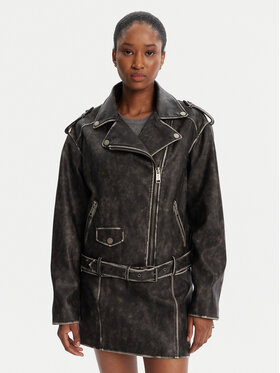 Guess Guess Яке от имитация на кожа W5YL04 WHDI0 Сив Regular Fit