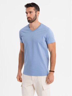 Ombre Ombre T-Shirt OM-TSBS-0237 Niebieski Regular Fit