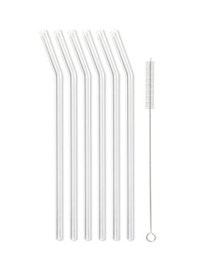 Vialli Design Vialli Design Słomki SŁOMKI SZKLANE 6-SZT. ZAKRZYW.TRANSP. 23CM 6629 Przezroczysty