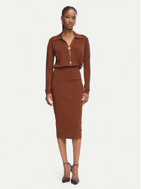 Elisabetta Franchi Elisabetta Franchi Kokteilinė suknelė AM-19S-66E2-V500 Ruda Slim Fit