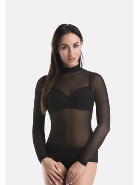 Teyli Teyli Bluzka damski z siateczki Glamour Czarny Standard Fit