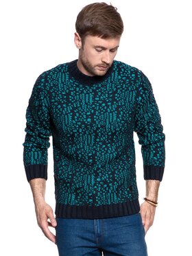 Wrangler Wrangler Sweter JACQUARD KNIT Zielony Regular Fit