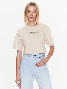 Calvin Klein Calvin Klein Marškinėliai Coordinates Logo Graphic K20K204996 Smėlio Regular Fit