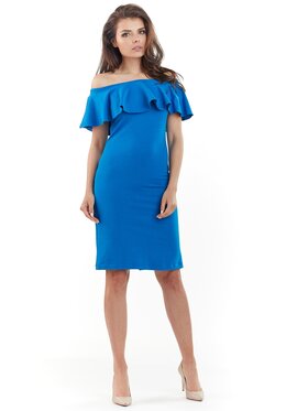 Awama Awama Sukienka letnia A221 Niebieski Basic Fit