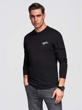 Ombre Ombre Longsleeve OM-LSPT-0136 Czarny Regular Fit