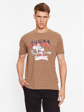 Guess Guess T-krekls Banksy M3BI98 JR06K Brūns Slim Fit