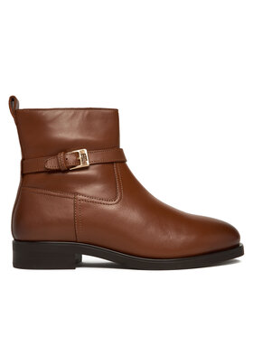 Tommy Hilfiger Tommy Hilfiger Polokozačky Th Buckle Riding Leather Bootie FW0FW08781 Hnědá