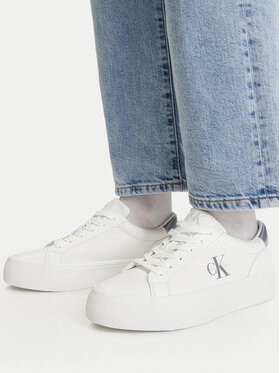 Calvin Klein Calvin Klein Superge Vulc Flatf Lth Silver Logo Tag YW0YW01877 Bela