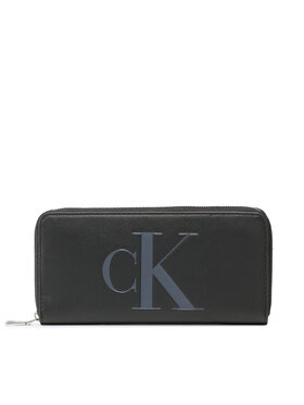 Calvin Klein Jeans Calvin Klein Jeans Veľká dámska peňaženka Sculpted Zip Around Mono K60K610093 Čierna