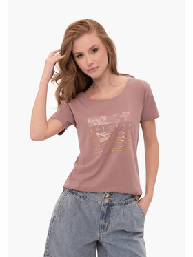 Volcano Volcano T-Shirt T-QUEEN Beżowy Regular Fit