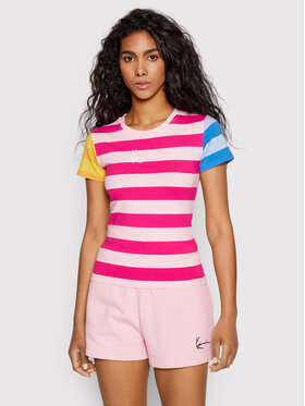 Karl Kani Karl Kani T-Shirt Small Signature Block Stripe 6130386 Różowy Slim Fit