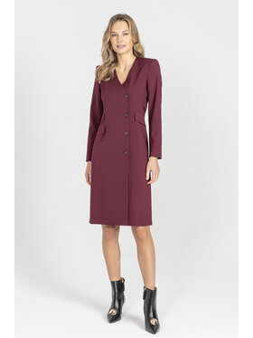Deni Cler Milano Deni Cler Milano Sukienka elegancka W-DC-3472-E5-F7-39-1 Bordowy Regular Fit