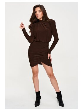 Makadamia Makadamia Sukienka codzienna M962 Brązowy Fitted Fit