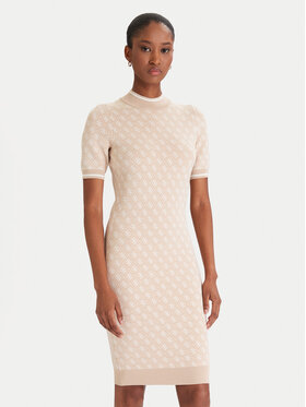 Guess Guess Kötött ruha W3YK39 Z37K0 Bézs Slim Fit