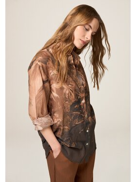 Oltre Oltre Koszula 5025J000804N0R2 Brązowy Regular Fit