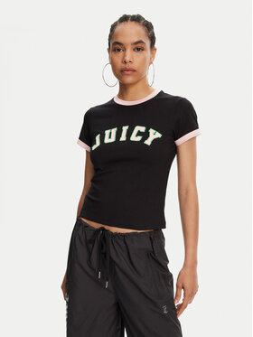 Juicy Couture Juicy Couture T-shirt Collegiate Ringer JCWCT125320 Crna Slim Fit
