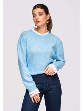 Ombre Ombre Sweter OW-SWSW-0105 Niebieski Regular Fit