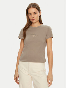 Calvin Klein Jeans Calvin Klein Jeans Тишърт Monologo J20J223563 Бежов Slim Fit