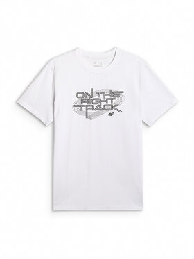 4F 4F T-Shirt MONOCHROME MOVEMENT Biały Regular Fit