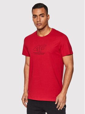 4F 4F T-Shirt H4L22-TSM016 Czerwony Regular Fit
