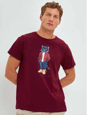 CAT by maniita lacitta CAT by maniita lacitta T-Shirt Printed men's t-shirt with CAT Czerwony Regular Fit