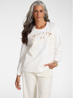 Elena Mirò Elena Mirò Felpa G890Z000555N011 Bianco Boxy Fit