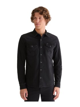 Wrangler Wrangler Koszula jeansowa 112378472 Czarny Regular Fit