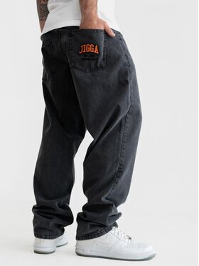 Jigga Wear Jigga Wear Jeansy Szerokie luźne streetwear uliczne premium 129230 Czarny Baggy Fit