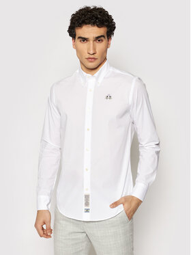 La Martina La Martina Košile CCMC02 PP003 Bílá Slim Fit