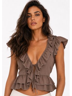 Agatha Studio Agatha Studio Bluzka A26LS-AH-K04 Brązowy Classic Fit