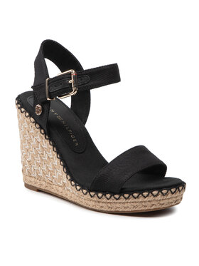 Tommy Hilfiger Tommy Hilfiger Espadrilles Shiny Touches High Wedge Sandal FW0FW06180 Noir