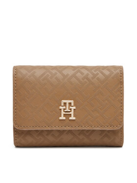 Tommy Hilfiger Tommy Hilfiger Duży Portfel Damski Th Distinct Trifold Wallet Mono AW0AW17257 Brązowy