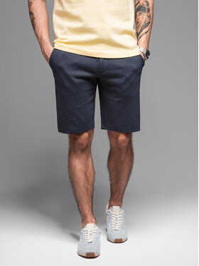 Ombre Ombre Šortky z materiálu OM-SRCS-0168 Tmavomodrá Slim Fit