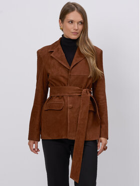 FAN LEATHER Fan Leather Marynarka w Kolorze Whisky Brązowy Loose Fit