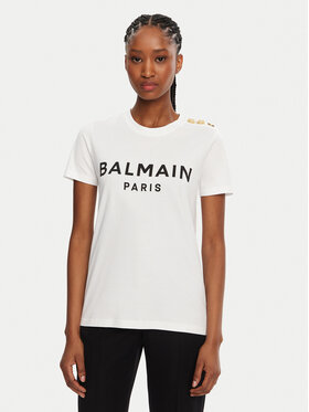 Balmain Balmain Тишърт BF1EF005BB02 Бял Regular Fit