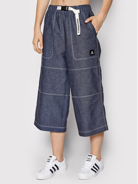 Converse Converse Панталони тип кюлоти Chambray 10023201-A02 Тъмносин Relaxed Fit