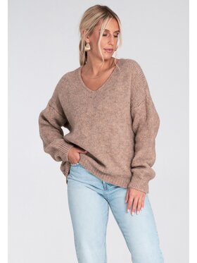 FIGL FIGL Sweter M1236 Beżowy Regular Fit