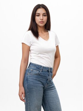 Urban City Urban City T-Shirt Koszulka Z krótkim Rękawem Damska Biała UrbanCity No Logo V-Neck L Biały Regular Fit