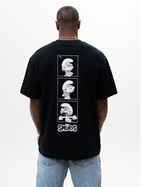 Smerfy Smerfy T-Shirt Szeroka Luźna Gargamel 127668 Czarny Oversize