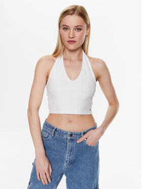 Tommy Jeans Tommy Jeans Top DW0DW15303 Bílá Slim Fit