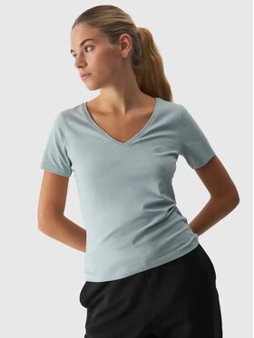 4F 4F Tričko 4FAW24TTSHF1649-47S Zelená Slim Fit