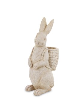 MIAhome MIAhome Figurka duży królik z koszykiem na plecach Szary