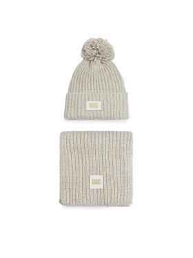 Ugg Ugg Šalles un cepures komplekts W Knit Beanie W Pom And Scarf 21883 Pelēks