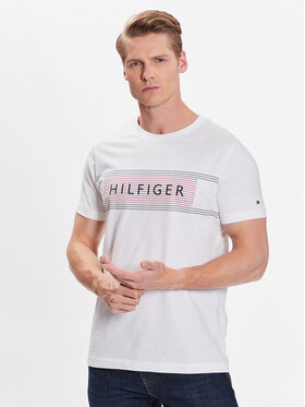 Tommy Hilfiger Tommy Hilfiger Póló Brand Love Chest MW0MW30035 Fehér Slim Fit