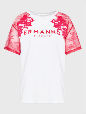 Ermanno Firenze Ermanno Firenze Тишърт D42EL068EE7 Бял Regular Fit