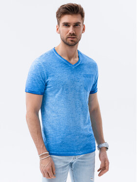 Ombre Ombre T-Shirt S1388 Niebieski Slim Fit