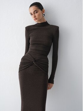 La Mania La Mania Sukienka dzianinowa ISLA Brązowy Bodycon Fit